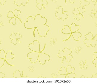 St Patrick's Day background with three leaves clover. Different shades of green color. The Symbol Of Ireland. The Irish pattern. Vector seamless backdrop clover, trefoil, shamrock 
