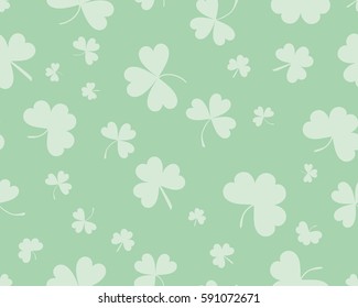St Patrick's Day background with three leaves clover. Different shades of green color. The Symbol Of Ireland. The Irish pattern. Vector seamless backdrop clover, trefoil, shamrock 