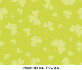 St Patrick's Day background with three leaves clover. Different shades of green color. The Symbol Of Ireland. The Irish pattern. Vector seamless backdrop clover, trefoil, shamrock 