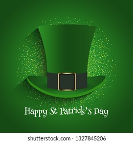 St Patrick's Day background with top hat and glitter