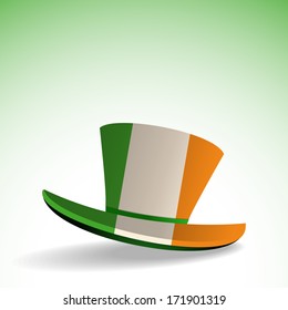 St Patrick's Day Background with Top Hat in Irish Flag Colors