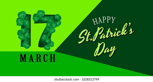 St Patricks Day background. Vector illustration for lucky spring design with clover.