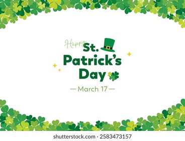 St. Patrick's Day background vector illustration with shamrocks. horizontal position.