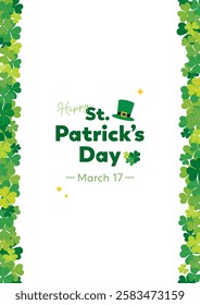 St. Patrick's Day background vector illustration with shamrocks. vertical position.