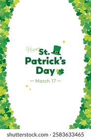 St. Patrick's Day background vector illustration with shamrocks. vertical position.