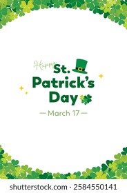 St. Patrick's Day background vector illustration with shamrocks. vertical position.