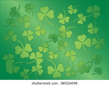 St Patrick's day background vector with shamrock or clover leaves. 