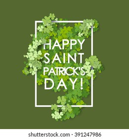 St Patrick's Day background. Vector illustration for lucky spring design with shamrock. 