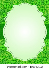 St Patrick's Day background. Vector illustration for lucky spring design with shamrock. Green clover wave border isolated on white background. Ireland symbol pattern.