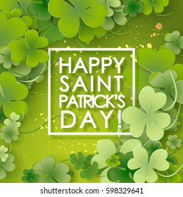 St Patricks Day background. Vector illustration for lucky spring design with shamrock.