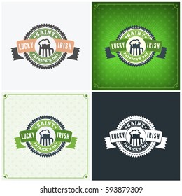 St. Patricks Day badge design. Set of vector typographic posters or greetings cards. Saint Patricks Day backgrounds