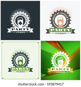 St. Patricks Day badge design. Set of vector typographic posters or greetings cards. Saint Patricks Day backgrounds