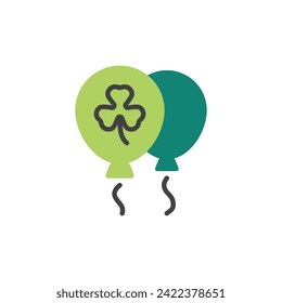 St. Patrick's Day Balloons flat icon, vector sign, colorful pictogram isolated on white. Symbol, logo illustration. Flat style design