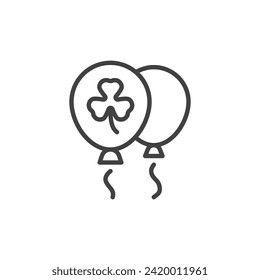 St. Patrick's Day Balloons line icon. linear style sign for mobile concept and web design. Balloons with shamrock clover outline vector icon. Symbol, logo illustration. Vector graphics
