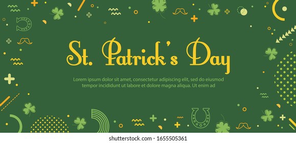  St. Patrick's Day Banner with Clovers and traditional symbols. Perfect for wallpapers, pattern fills, web backgrounds, greeting cards and more