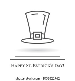 St. Patrick's Day banner with leprechaun hat in trendy line style isolated on white background. Vector illustration of irish holiday related icon with editable stroke.