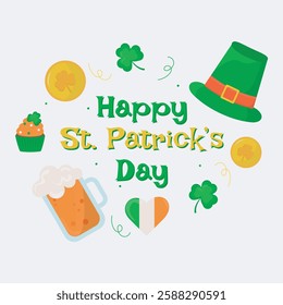 St, Patrick's day banner logo with elements