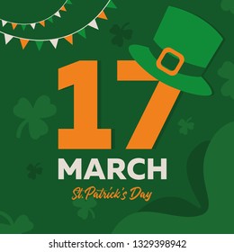 St. Patrick's Day banner in national colors. Invitation, March 17. Vector illustration