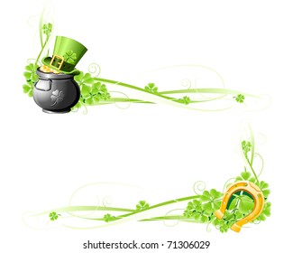 St. Patrick's Day banners with hat, pot and horseshoe