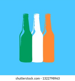 St Patricks Day. beer bottle icon. flat designed vector graphic

