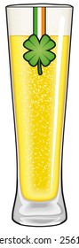 St. Patrick's day beer glass with clover banner isolated on white background
