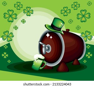 st patricks day beer and hat clovers background