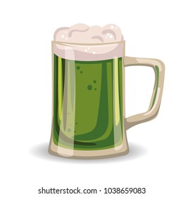 St Patricks day beer icon. Green beer vector illustration isolated on white. Detailed beer mug.