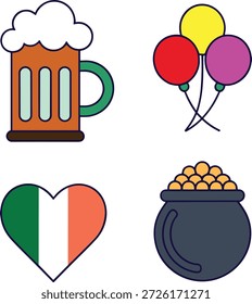 St Patricks Day Beer Becher Irish Flag Heart Balloons Pot Gold Schaumstoff.