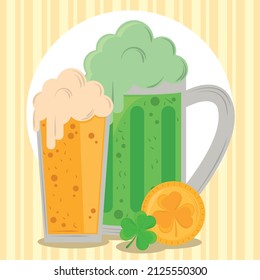 st patricks day beers and coin