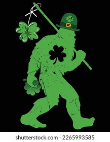 St Patrick's Day Bigfoot Irish Sasquatch Saint Paddy’s Gift T-Shirt design.