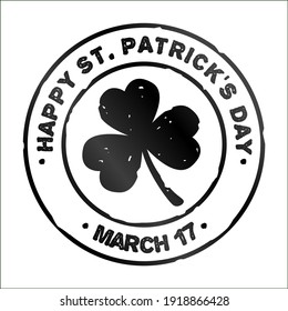 St. Patricks day black stamp isolated on white