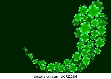 St Patrick's day border. Green clovers as spiral shape and space for text. Vector illustration EPS10 for Saint Patrick Day Greeting Card