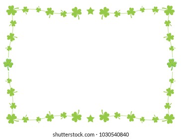 St. Patrick's Day Border, Saint Patrick's Day Frame, St. Patrick's Day Background, Clover Frame, Leaf Frame, Four Leaf Clover Border Frame, Vector Illustration Background