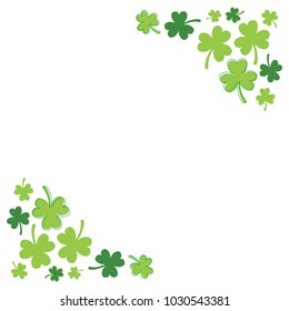 St. Patrick's Day Border, Saint Patrick's Day Frame, St. Patrick's Day Background, Clover Frame, Leaf Frame, Four Leaf Clover Border Frame, Vector Illustration Background