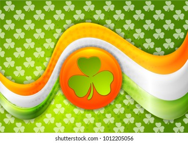 St. Patricks Day bright abstract wavy background. Vector design