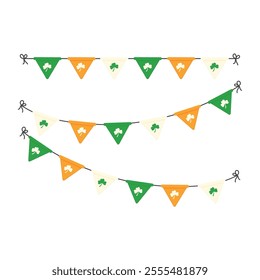 St. Patrick's Day And Bunting Flag Icon Set Vector Design.