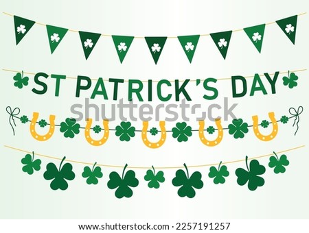 St. Patricks Day bunting set, pub party decorations, design elements, vector illustration