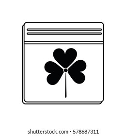 st patricks day calendar clover icon thin line