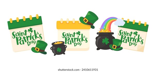 St. Patrick's Day calendar decorated with clover leaves Notification of festival celebrations