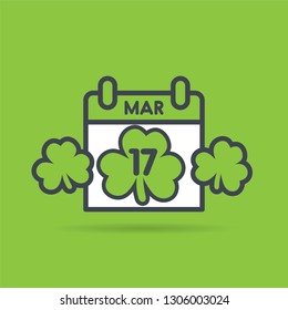 St Patrick's Day calendar. March 17th illustration