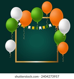 St. Patrick's Day card. Balloons in the colors of Ireland on a dark green background. Vector illustration.
