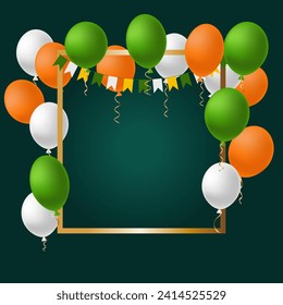 St. Patrick's Day card. Balloons in the colors of Ireland on a dark green background. Vector illustration.
