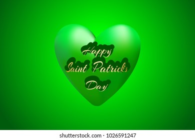 St Patrick's day card. Big green heart as symbol of the St. Patrick's Day. Vector illustration EPS10 for Saint Patrick Day Greeting Card