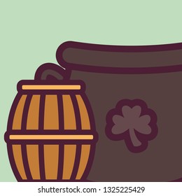 st patricks day card with cauldron and beer jar