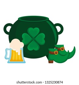 st patricks day card with cauldron and beer jar