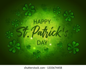 St. Patrick's Day card. Clover leaves on background for greeting holiday design. Vector illustration. - Vector