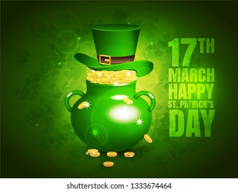 St. Patrick's Day card. Clover leaves on background for greeting holiday design. Vector illustration. - Vector