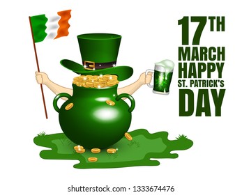 St. Patrick's Day card. Clover leaves on background for greeting holiday design. Vector illustration. - Vector