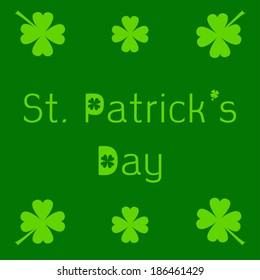 St. Patricks day card with clover leaf. Vector illustration.