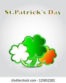 St. Patrick's day card with clovers in irish color. Or clover shape speech bubbles. Vector illustration.